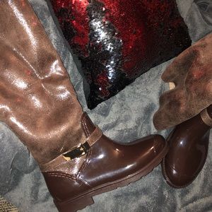 Fur Lined Brown Rain Boots